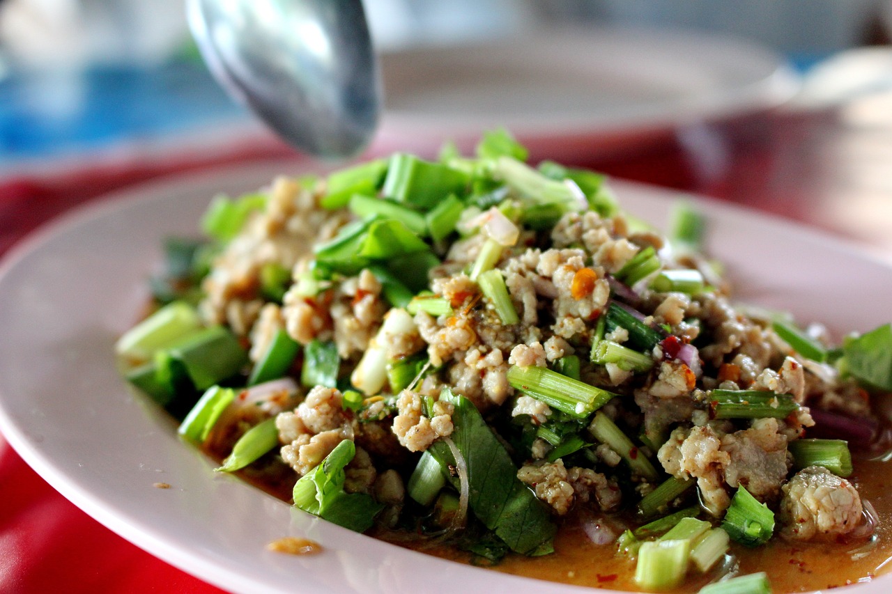 minced pork, laab, isaan food